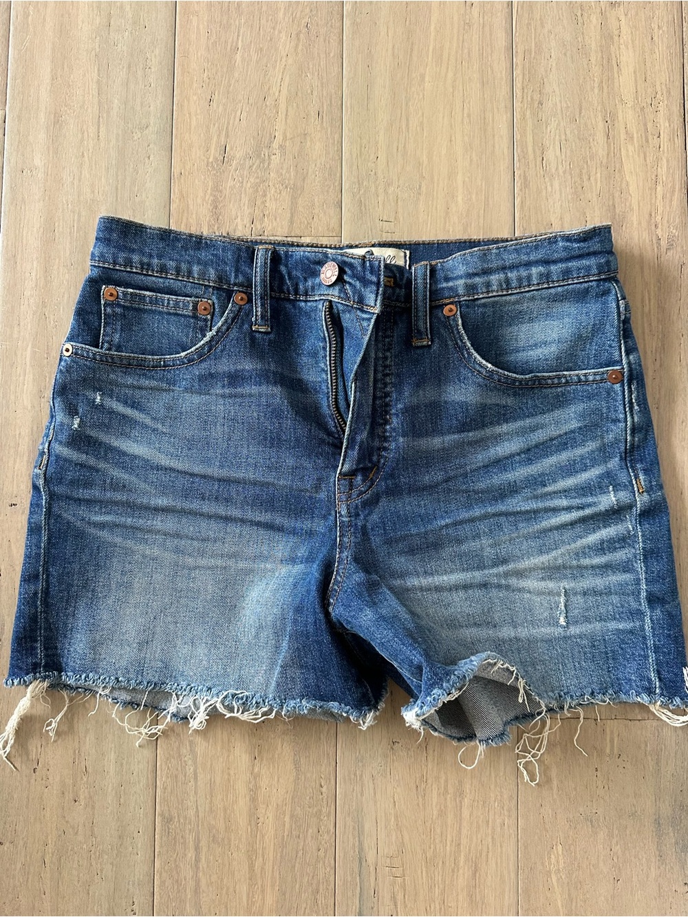 Madewell Distressed Blue Denim Cutoff Shorts